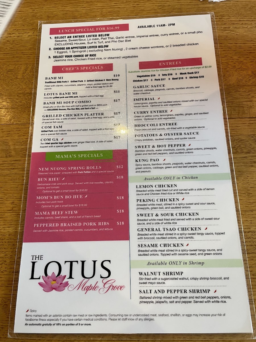 Lotus Maple Grove Menu - Image 5